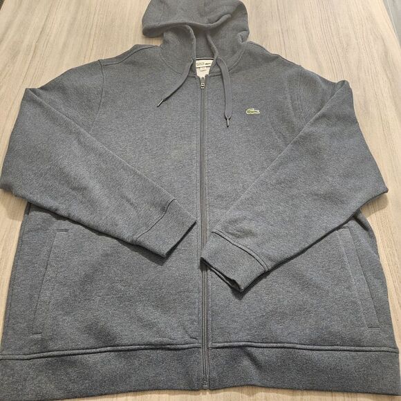 Lacoste Full Zip Fleece Hoodie Sweater Jacket Mens Size‎ 9 4XL Navy Blue NEW - Picture 1 of 6